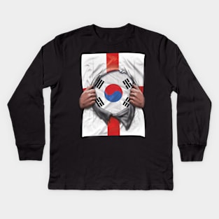 South Korea Flag English Flag Ripped - Gift for South Korean From South Korea Kids Long Sleeve T-Shirt